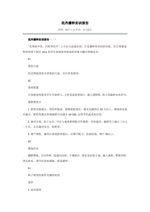 花卉播种实训报告