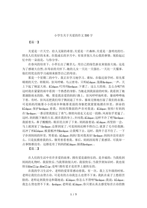小学生关于关爱的作文500字