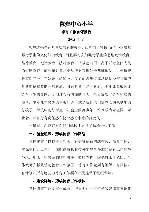 中心小学德育工作自评报告