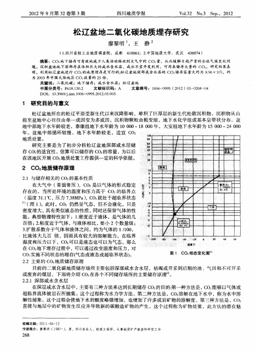 松辽盆地二氧化碳地质埋存研究