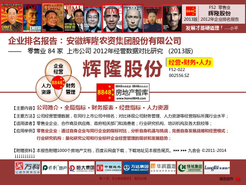 辉隆股份年报2013经营管理及薪酬研究(零售业盈利能力)安徽辉隆农资集团股份有限公司_九舍会智库