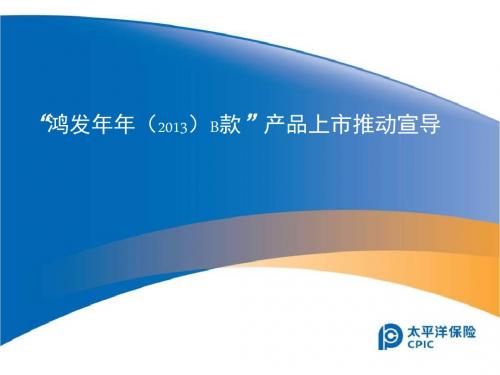 太平洋保险鸿发年年2013B款新产品培训46页