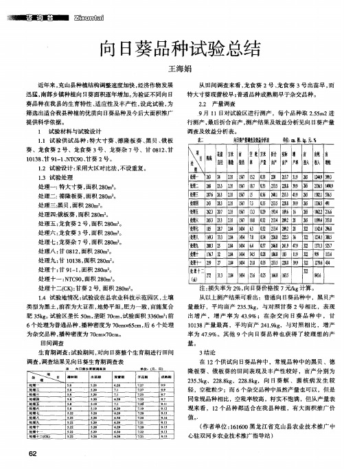 向日葵品种试验总结