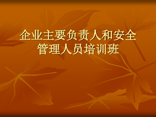 企业主要负责人和安全管理人员培训班
