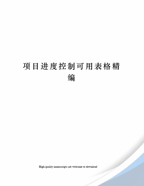项目进度控制可用表格精编