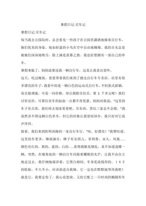 暑假日记-买车记-初中作文