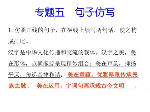 人教版九年级语文上册课件专题复习-专题五  句子仿写 (共10张PPT)