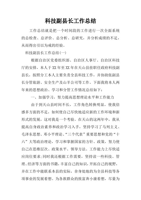 科技副县长工作总结