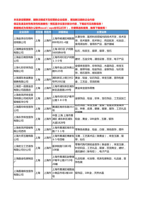 新版上海市金首饰工商企业公司商家名录名单联系方式大全199家