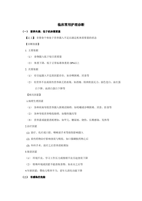 临床常用护理诊断