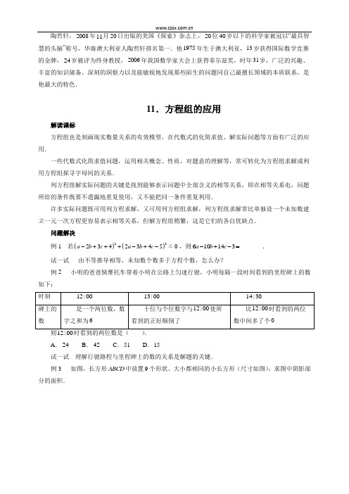 七年级数学思维探究(11)方程组的应用(含答案)