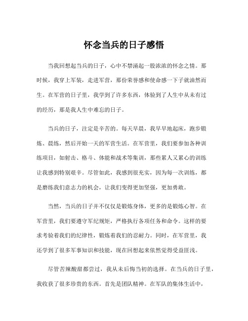 怀念当兵的日子感悟