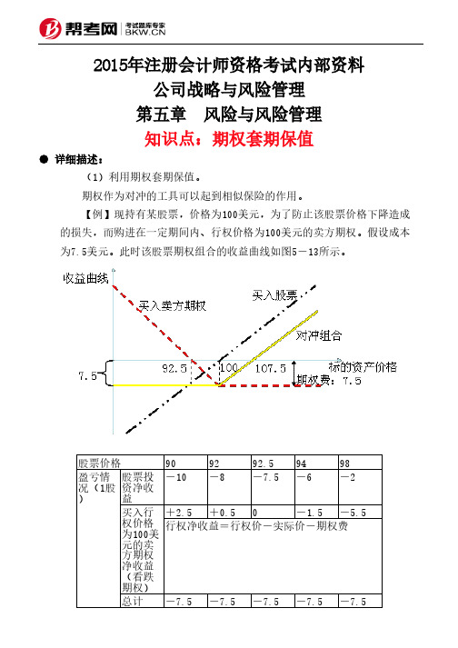 第五章 风险与风险管理-期权套期保值