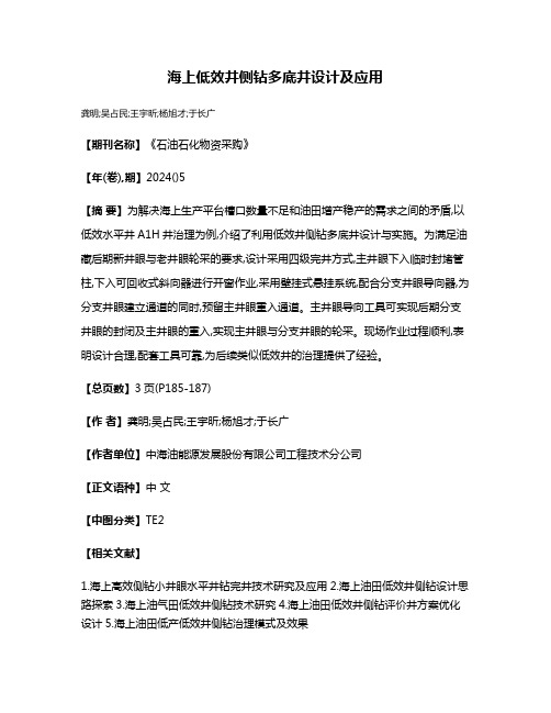 海上低效井侧钻多底井设计及应用