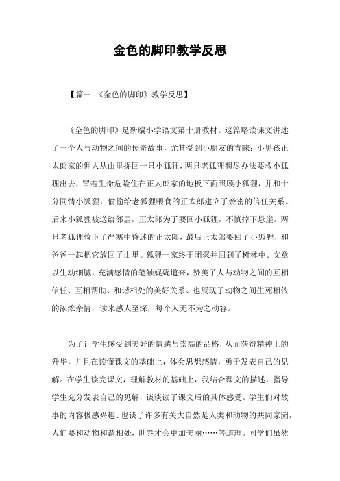 金色的脚印教学反思
