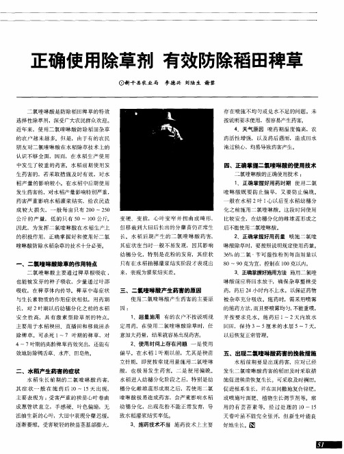 正确使用除草剂 有效防除稻田稗草