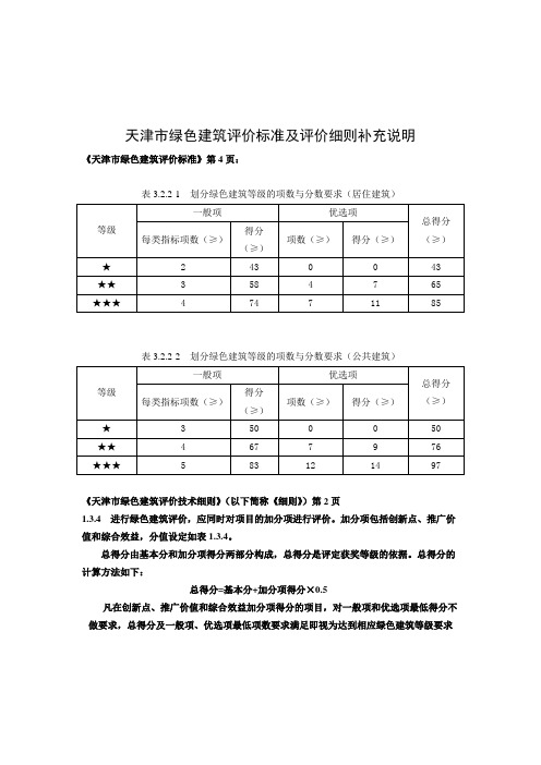 天津市绿色建筑评价标准及评价细补充说明