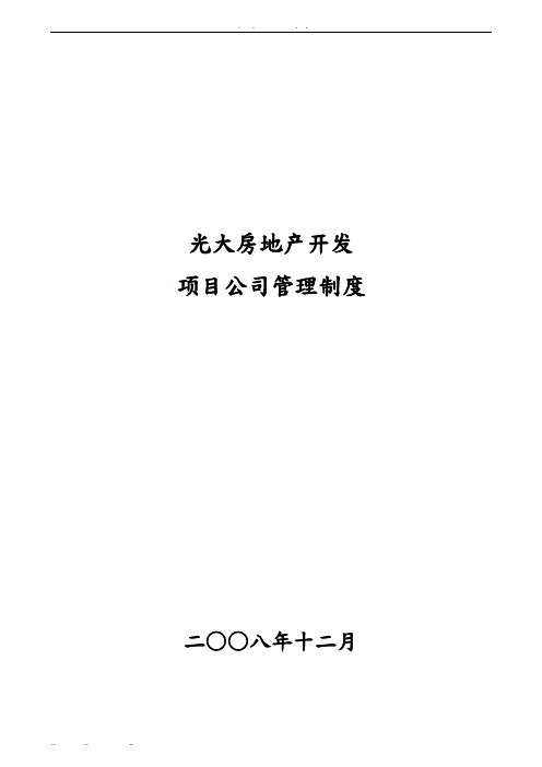 房地产开发有限公司项目公司管理制度