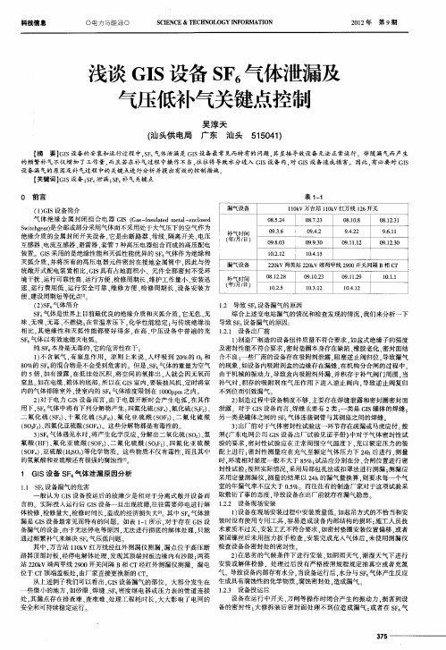 浅谈GIS设备SF_6气体泄漏及气压低补气关键点控制