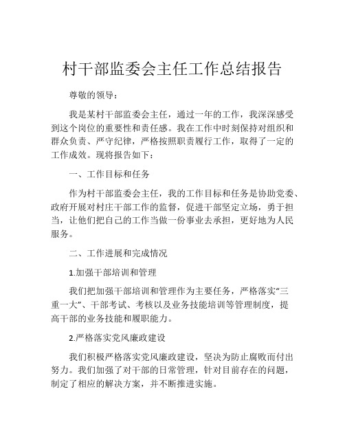 村干部监委会主任工作总结报告
