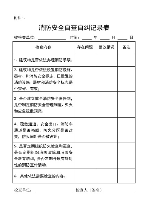 消防安全自查自纠记录表