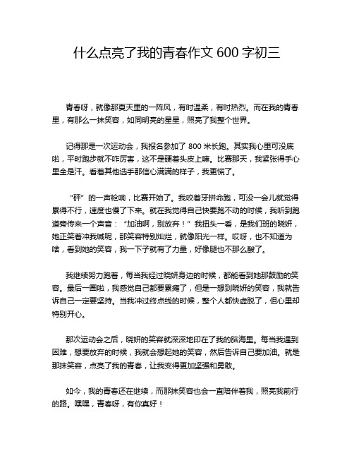 什么点亮了我的青春作文600字初三