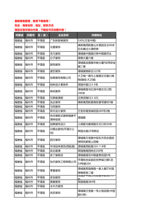 新版福建省福州市平潭县装修公司企业公司商家户名录单联系方式地址大全49家