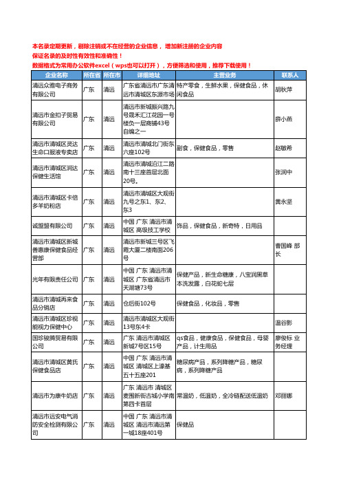2020新版广东省清远保健食品工商企业公司名录名单黄页联系方式大全57家