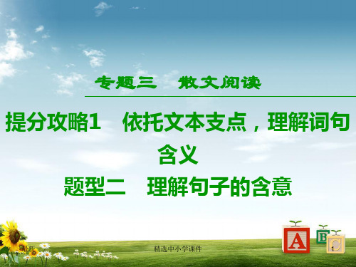 精选-高考语文二轮提分复习专题3散文阅读提分攻略1题型2理解句子的含意课件