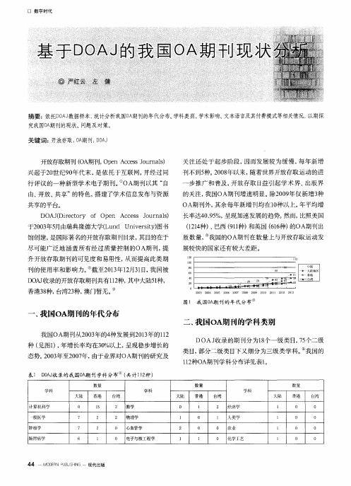基于DOAJ的我国OA期刊现状分析