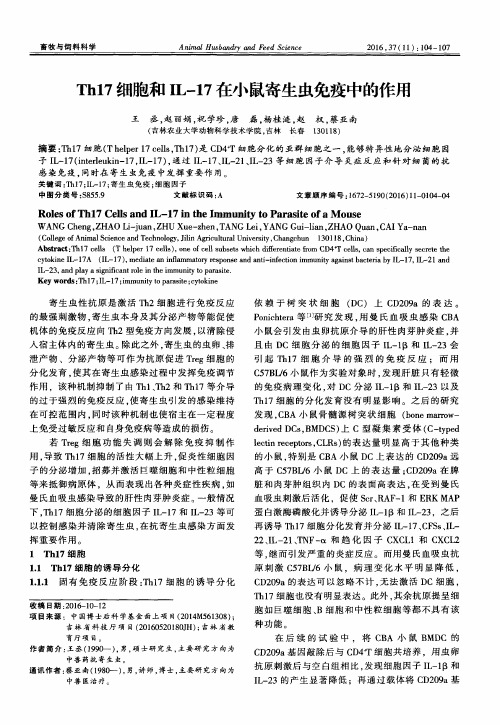 Th17细胞和IL-17在小鼠寄生虫免疫中的作用