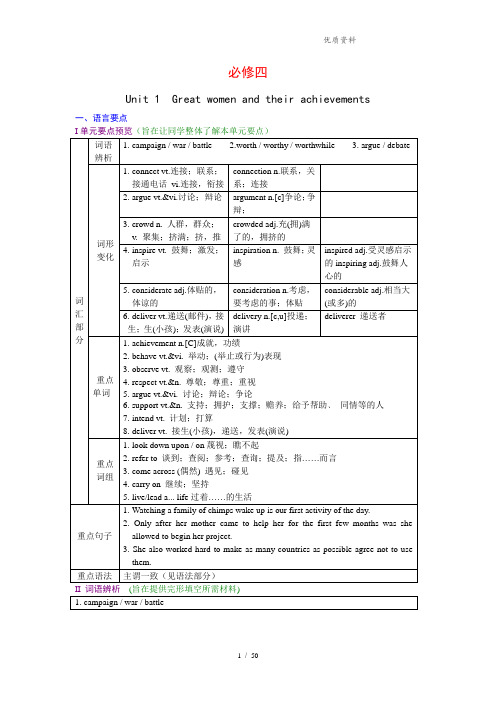 人教版 高一英语必修四全册导学案