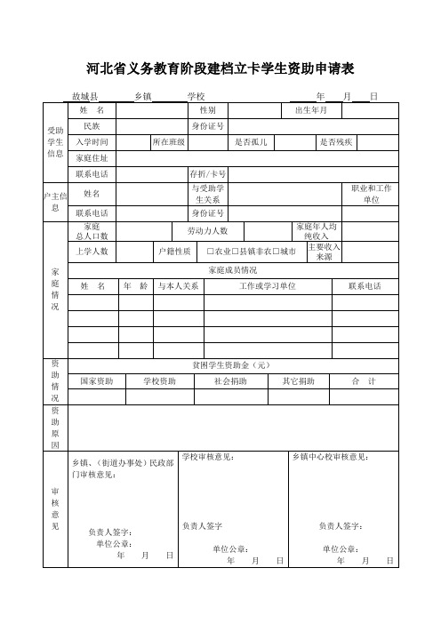 学生资助申请表