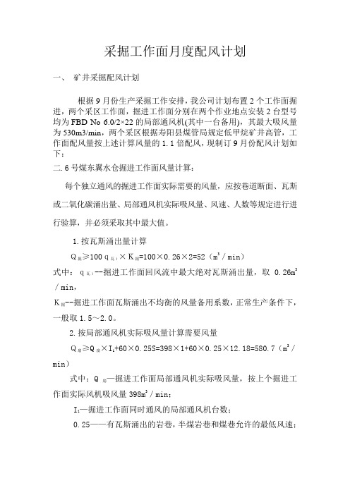 采掘配风计划