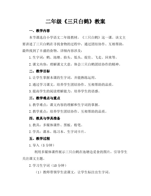 二年级《三只白鹤》教案