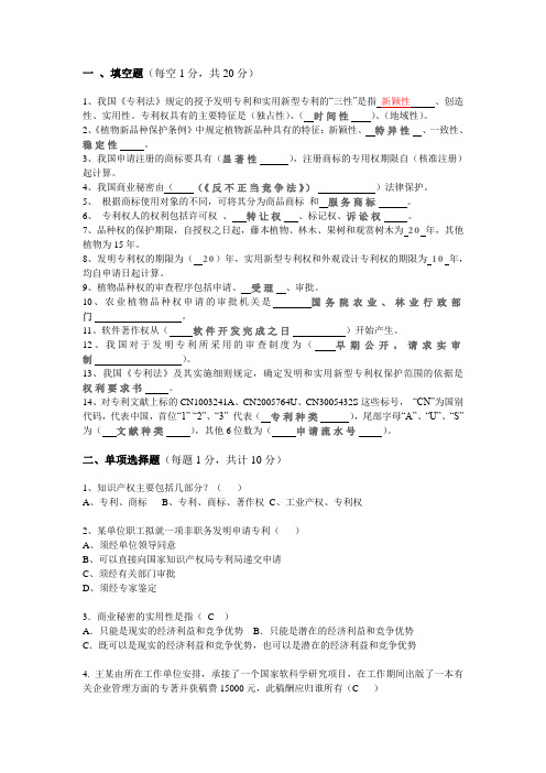 试题农业知识产权与保护