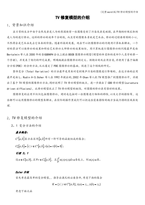 (完整word版)TV修补模型的介绍