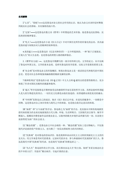 鲁迅研究名词解释