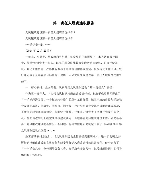 第一责任人履责述职报告