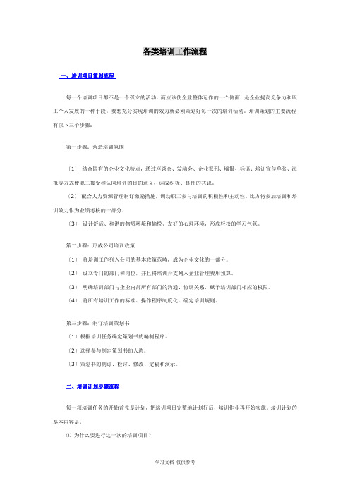 各类培训工作流程