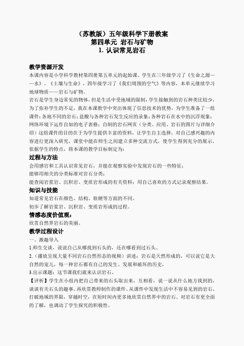 苏教小学科学五下《4.1.认识常见的岩石》word教案 (5)