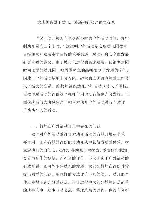 大班额背景下幼儿户外活动有效评价之我见