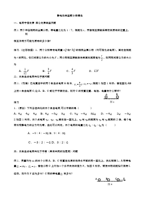 静电场典型例题集锦打印版资料全