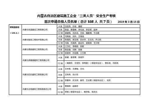 内蒙古自治区建筑施工企业三类人员安全生产考核