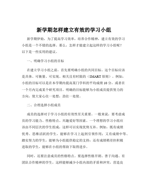 新学期怎样建立有效的学习小组