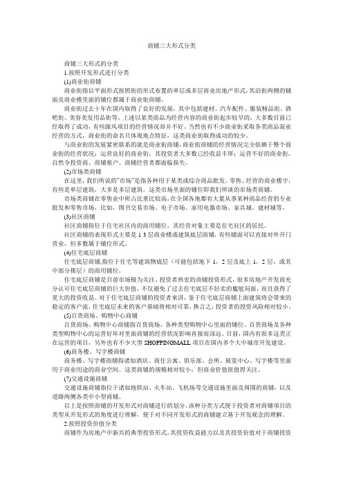 商铺三大形式分类
