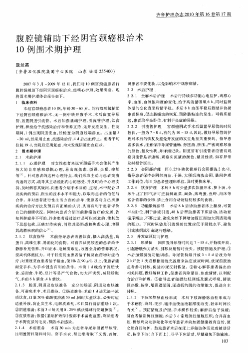 腹腔镜辅助下经阴宫颈癌根治术10例围术期护理