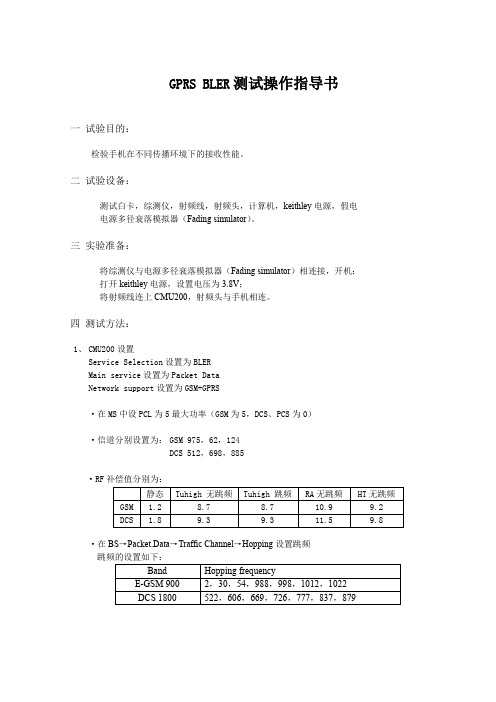 GPRS BLER测试操作指导书