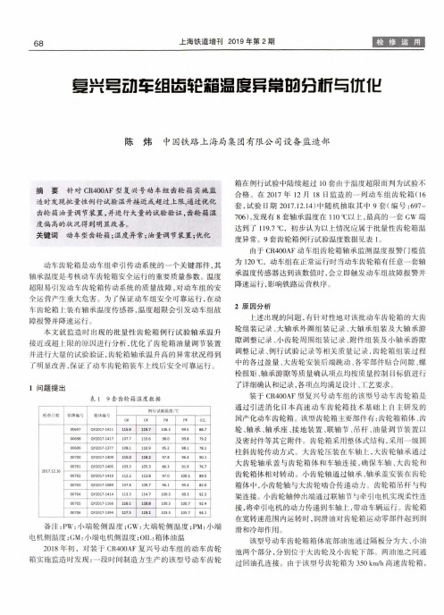 复兴号动车组齿轮箱温度异常的分析与优化