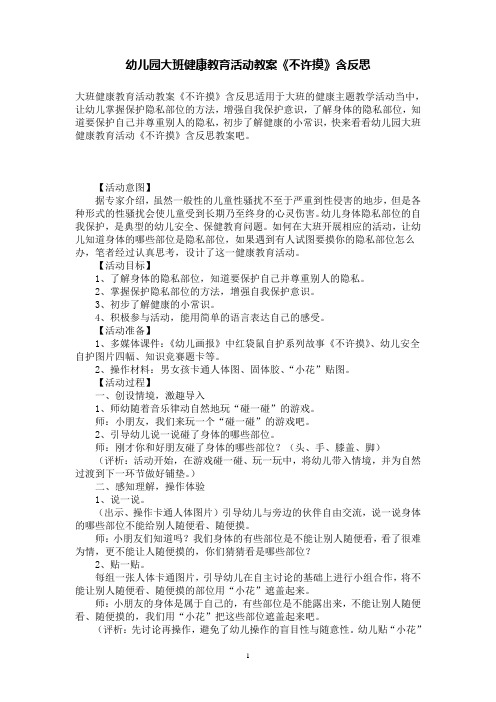 幼儿园大班健康教育活动教案《不许摸》含反思